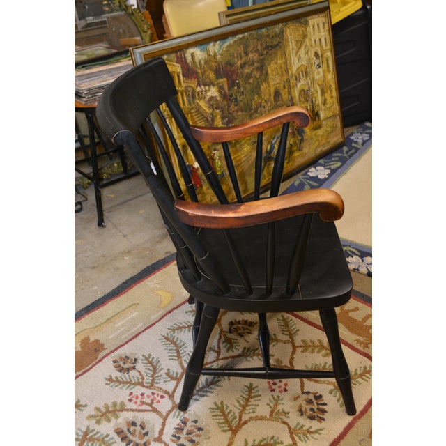 Dartmouth 1769 Nichols & Stone Black Wooden Arm / Captains Chair College Lodge Library For Sale - Image 6 of 18