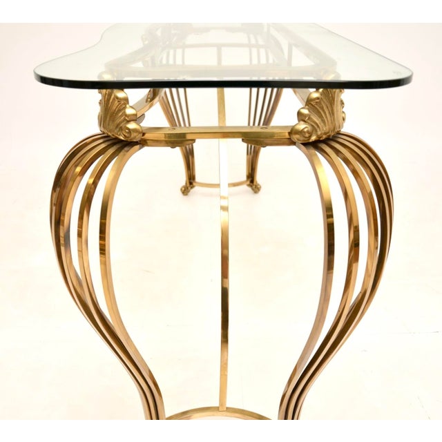 Gold Vintage Italian Brass and Glass Console Table, 1960s For Sale - Image 8 of 11