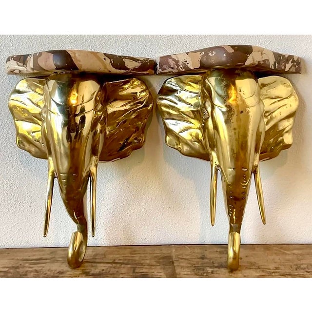 Late 20th Century Vintage Artisan Made Scagliola Elephant Brackets - A Pair For Sale - Image 5 of 12