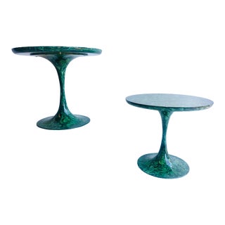 Vintage Faux Malachite Tulip Tables - a Pair For Sale