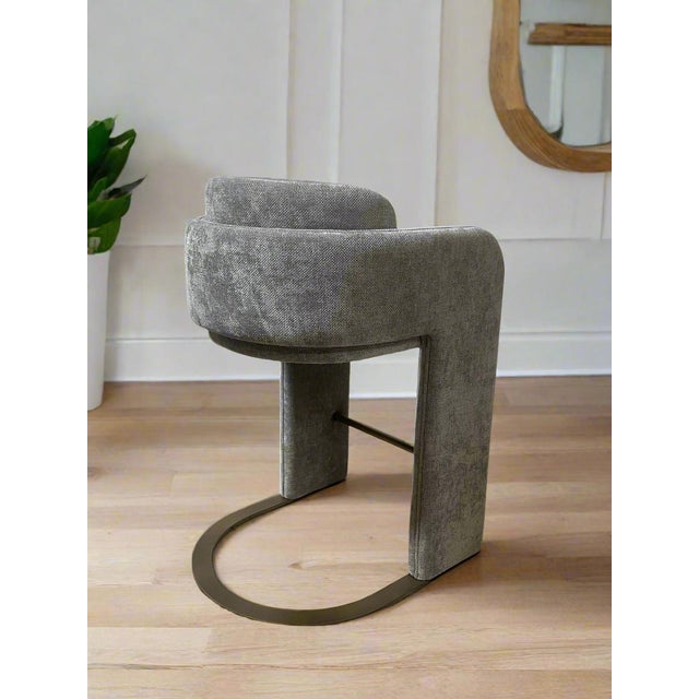 Indigo Upholstered Counter Chair in Dark Gray with Brass Base For Sale - Image 4 of 5