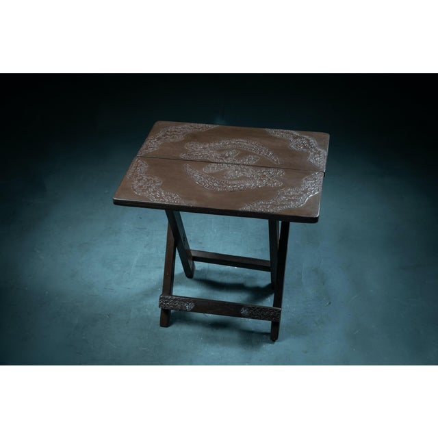 Tan Vintage Ghana Folding Table, 2010s For Sale - Image 8 of 9