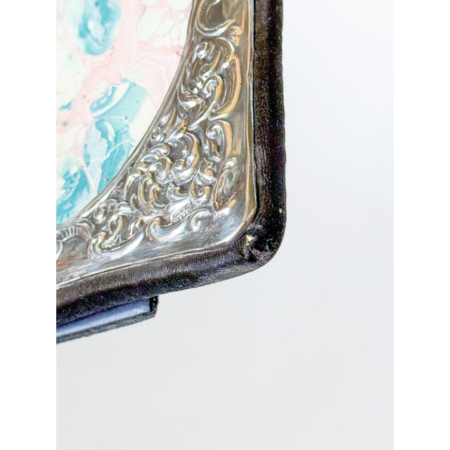 Vintage English Sterling Silver Repoussé Picture Frame, Velvet Back, 1987 For Sale - Image 9 of 10