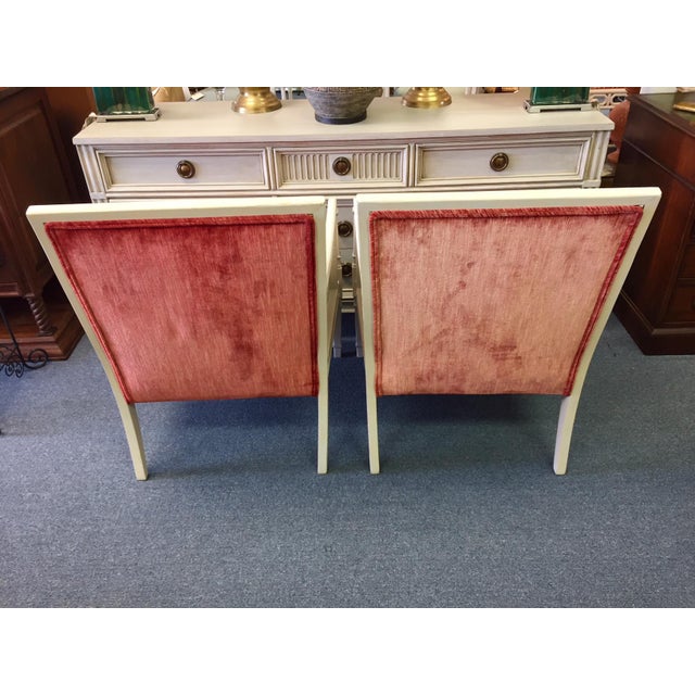 1960s Hollywood Regency Stried Silk Velvet Caned Arm Chairs A Pair