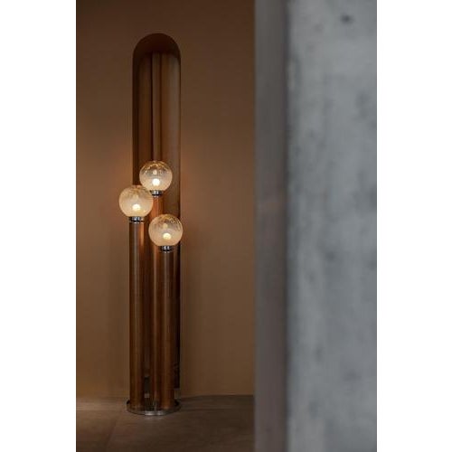 Vintage Murano Lamp in Wood, Chrome, and Glass For Sale - Image 6 of 7