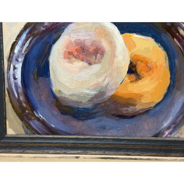 1990s Original Expressionism Stefanie Lalor 2 Donuts Still Life Oil Painting on Board For Sale In New York - Image 6 of 12