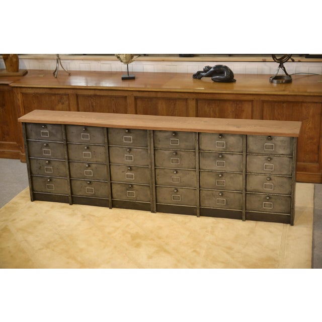Six-Column Filing Cabinet with Oak Top by Strafor, 1950s For Sale - Image 10 of 16