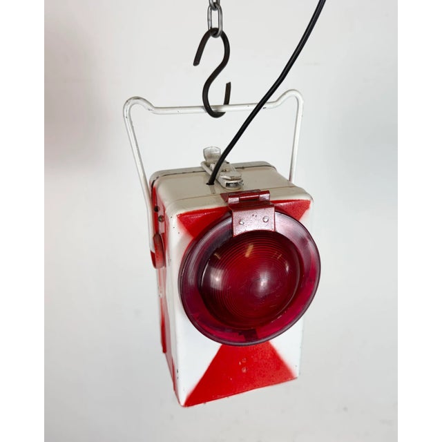 Vintage Industrial Red Railway Lantern, 1980s For Sale - Image 4 of 18