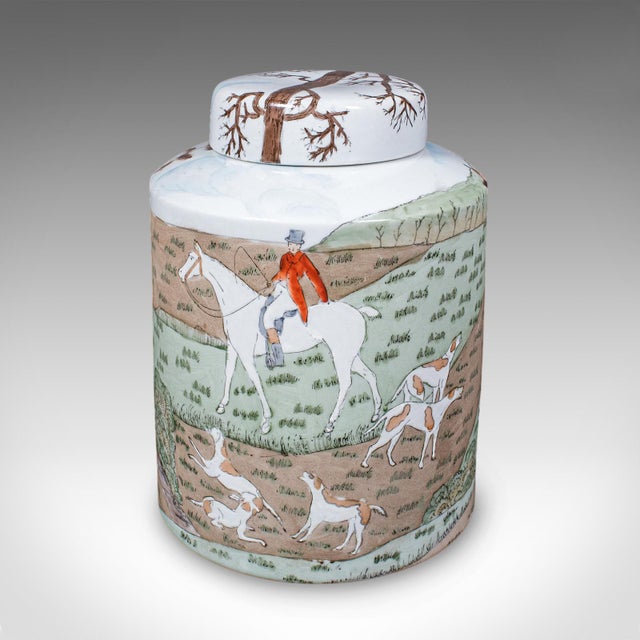 Ceramic Pair of Vintage Huntsman Biscuit Barrels, Oriental, Ceramic, Kitchen Storage Jar For Sale - Image 7 of 12