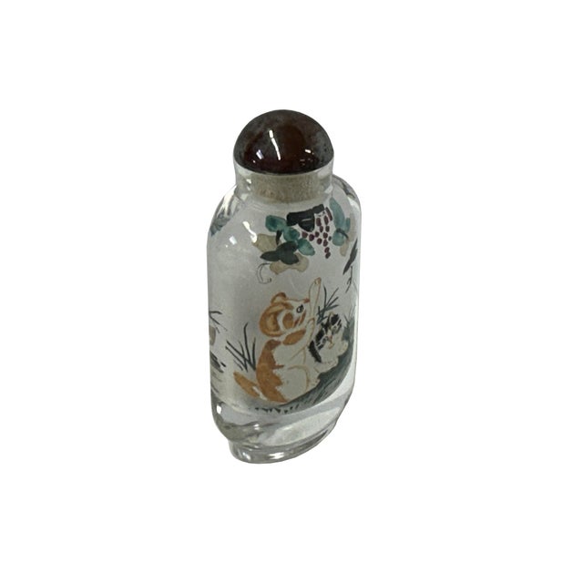 Chinese Inside Oriental Scenery Cats Graphic Glass Art Bottle For Sale - Image 4 of 7