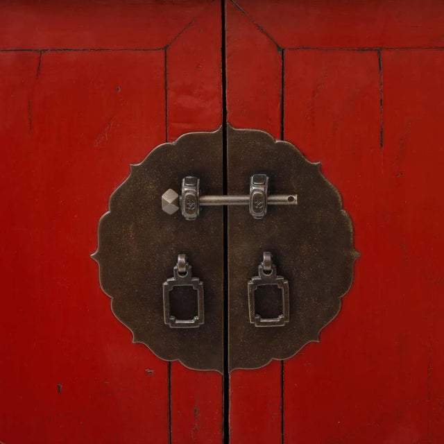Mid 19th Century A Pair of Red Lacquer Cabinets For Sale - Image 5 of 8