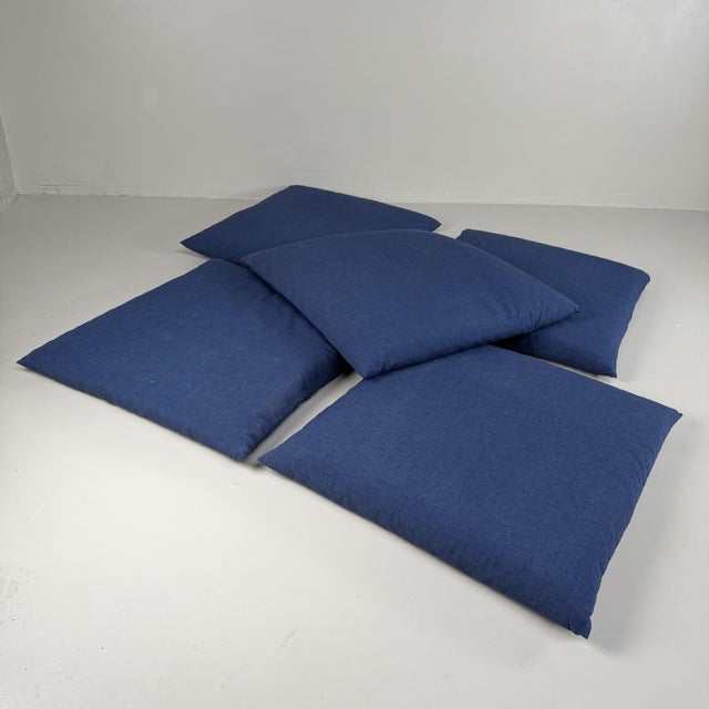 Vintage Indigo Zabuton Floor Cushions, 1980s, Set of 5 For Sale - Image 10 of 12