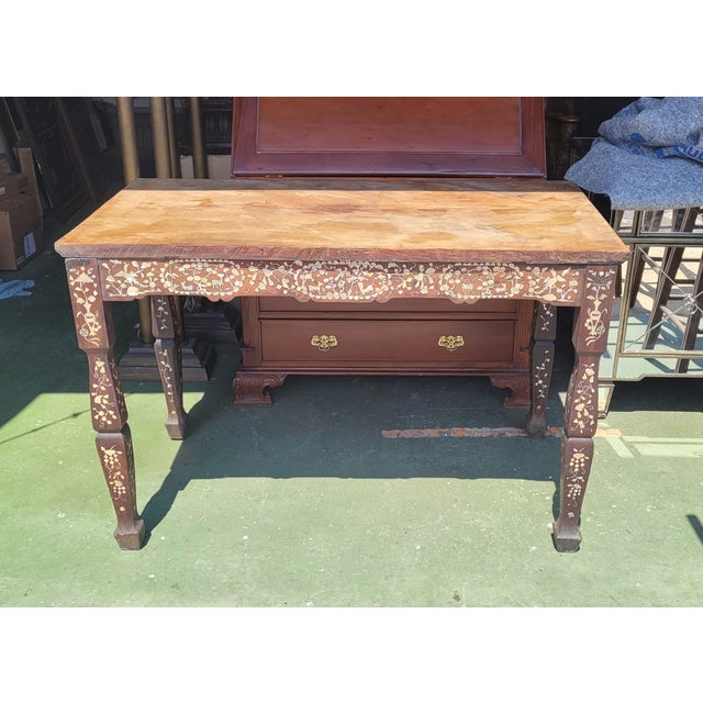 Chinese Rare 19th Century Chinese Inlaid Table For Sale - Image 3 of 11