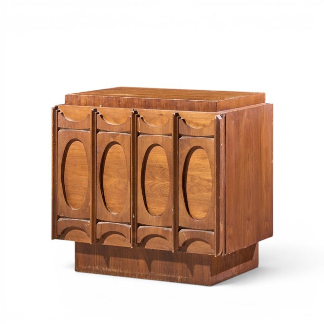 Tobago Brutalist Mid Century Walnut Nightstands - Pair For Sale - Image 9 of 11