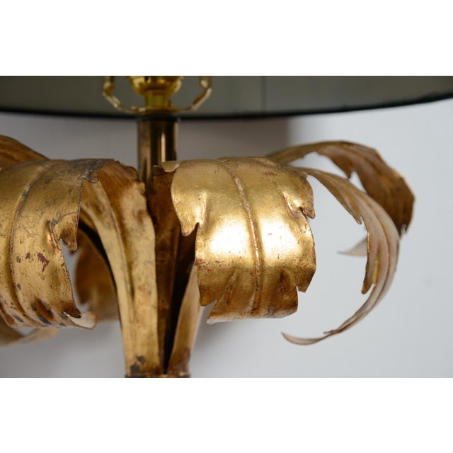 Maison Jansen Palm Frond Lamp Gilt-Metal Attributed to Maison Jansen For Sale - Image 4 of 13