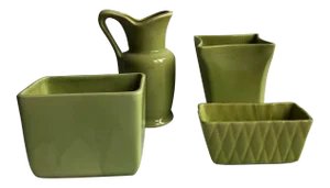 Mid 20th Century Green Pottery Collection - Set of 4