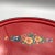Red Painted Flowers on Red Paper Composite Glass Top Dresser Tray 1940's For Sale - Image 8 of 13