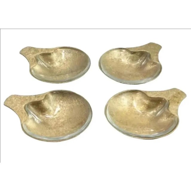 1950s Hollywood Regency 14 Kt. Gold Plated Florentine Footed Metal Salt Cellars- Set of 4 For Sale In Atlanta - Image 6 of 6