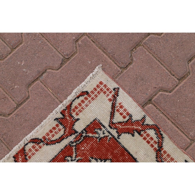 Textile 1970s Contemporary Style Floral Design Red Handmade Oushak Rug For Sale - Image 7 of 9