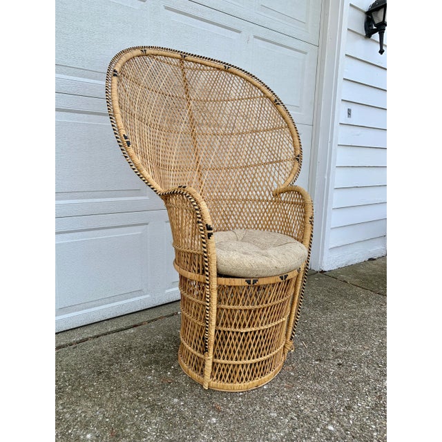 1970s Bohemian Wicker Emanuelle Peacock Chair For Sale - Image 5 of 13