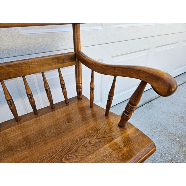 Brown Ethan Allen Heirloom Maple Bench - Two Seats For Sale - Image 8 of 12