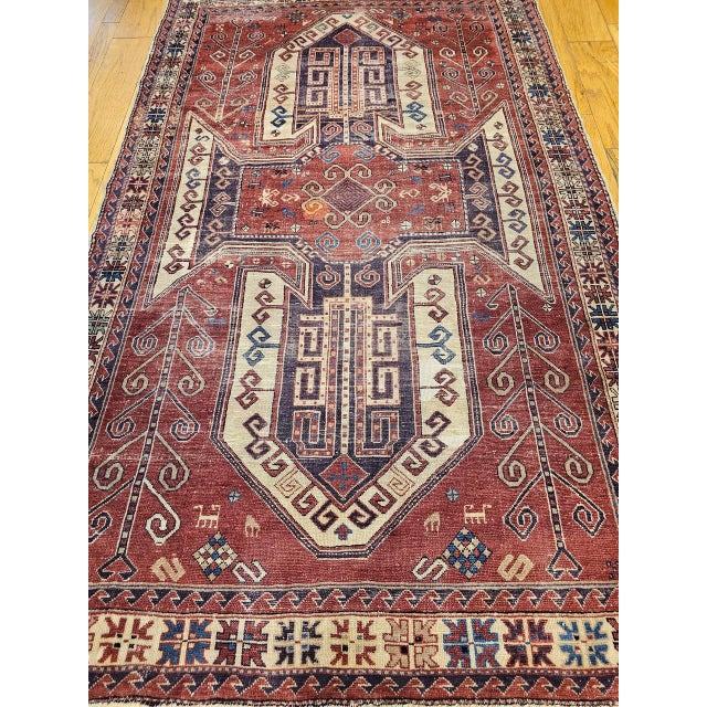 Antique Caucasian Kazak Sevan Area Rug, Handwoven Wool, Geometric Design, 1900s, 6' x 9' For Sale - Image 17 of 17