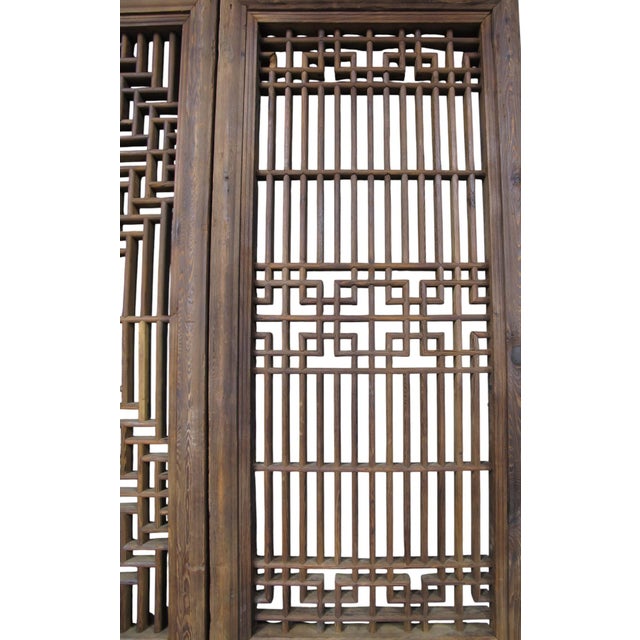 Antique Chinese 4 Panel Lattice Wood Screen Doors For Sale In Greensboro - Image 6 of 15
