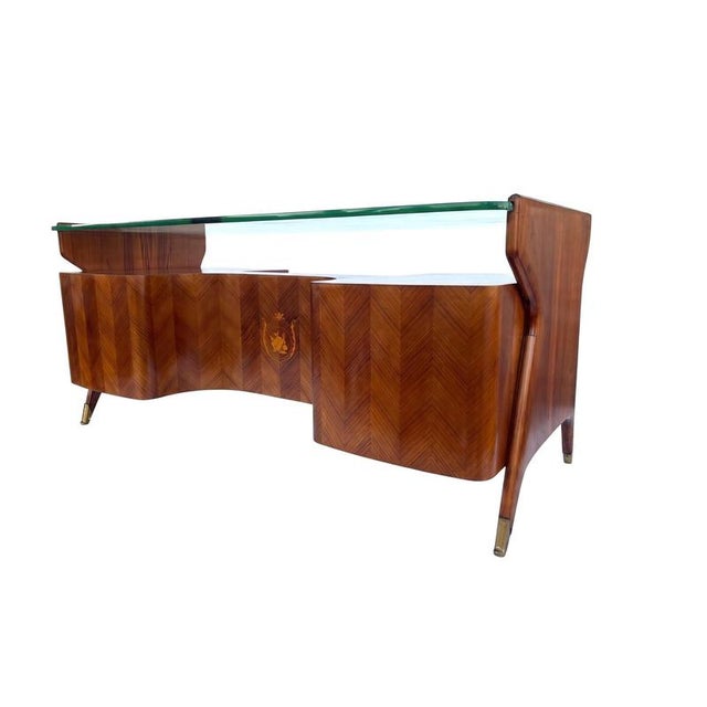 Mid-Century Wood and Brass Desk from Vittorio Dassi, Italy, 1950s For Sale - Image 3 of 9