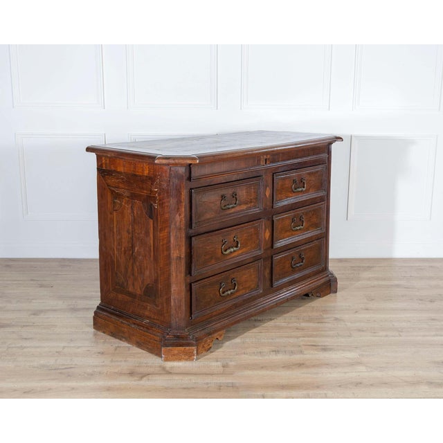 17th-Century Tuscan Walnut Chest of Drawers with Maple Inlay For Sale - Image 4 of 8