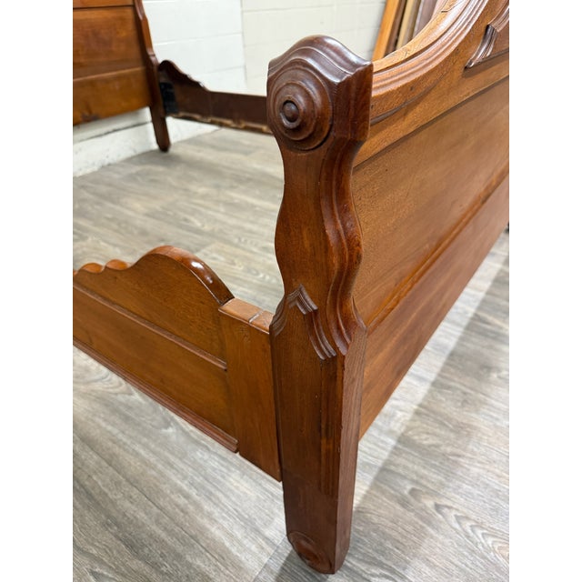 Early 20th Century Antique Full Size Late Victorian Carved Walnut Bed For Sale - Image 5 of 18