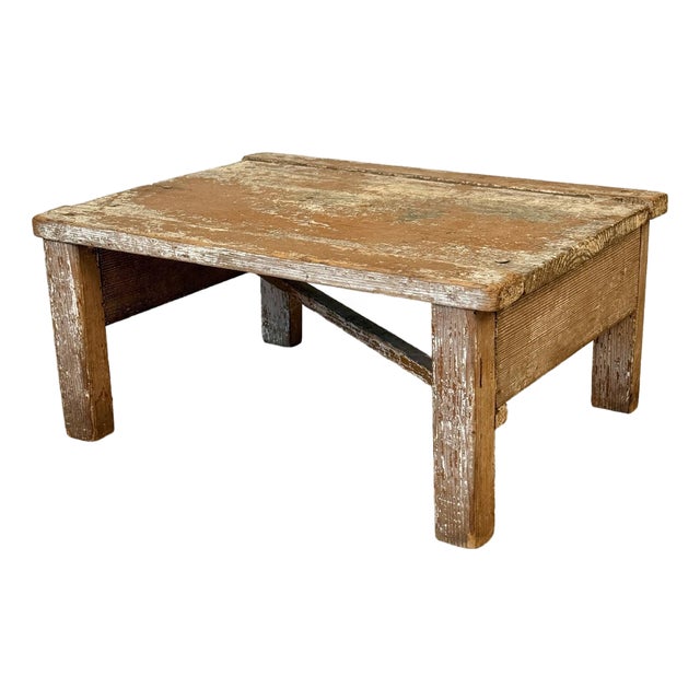 Antique Primitive Farmhouse Wood Step Foot Stool For Sale