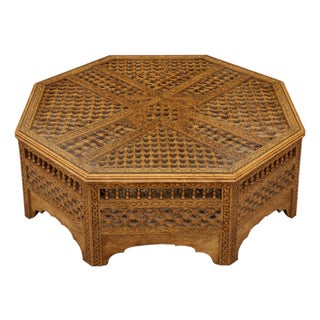 Vintage Moroccan Octagonal Hardwood Coffee Table For Sale