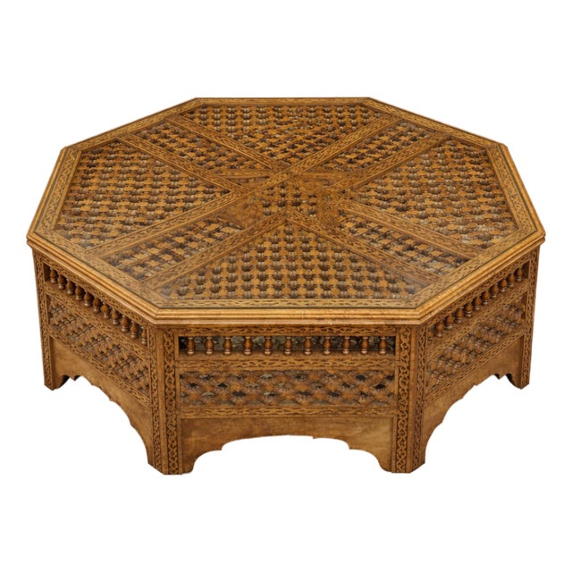 Vintage Moroccan Octagonal Hardwood Coffee Table For Sale