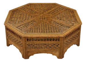 Vintage Moroccan Octagonal Hardwood Coffee Table