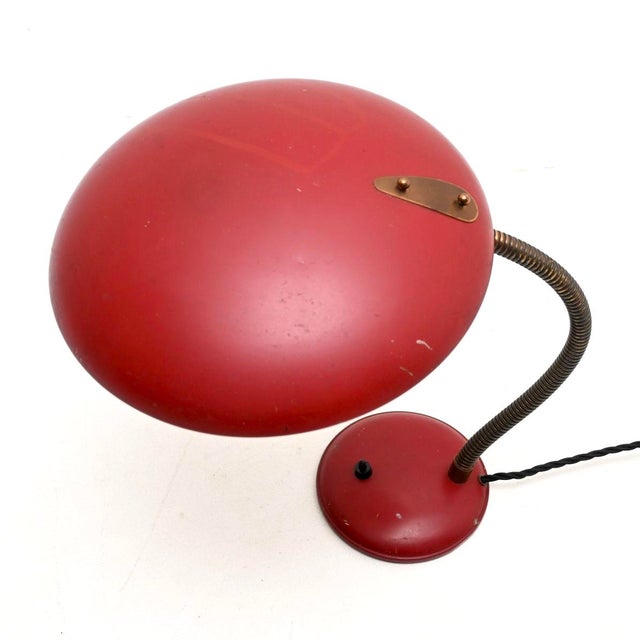 Metal Vintage French Enamelled Tole and Brass Desk Lamp, 1950 For Sale - Image 7 of 11