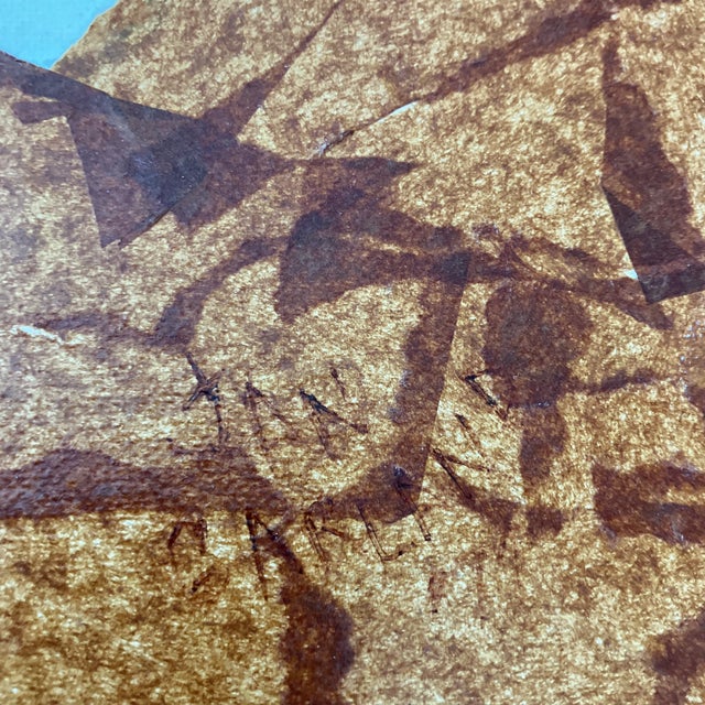 Brown 1980’s Original Painting/Collage Mother & Child Signed For Sale - Image 8 of 8