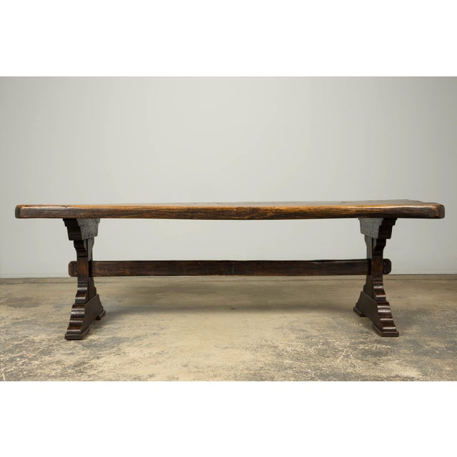 French Provincial 18th Century French Provincial Oak Refectory Trestle Dining Table For Sale - Image 3 of 18