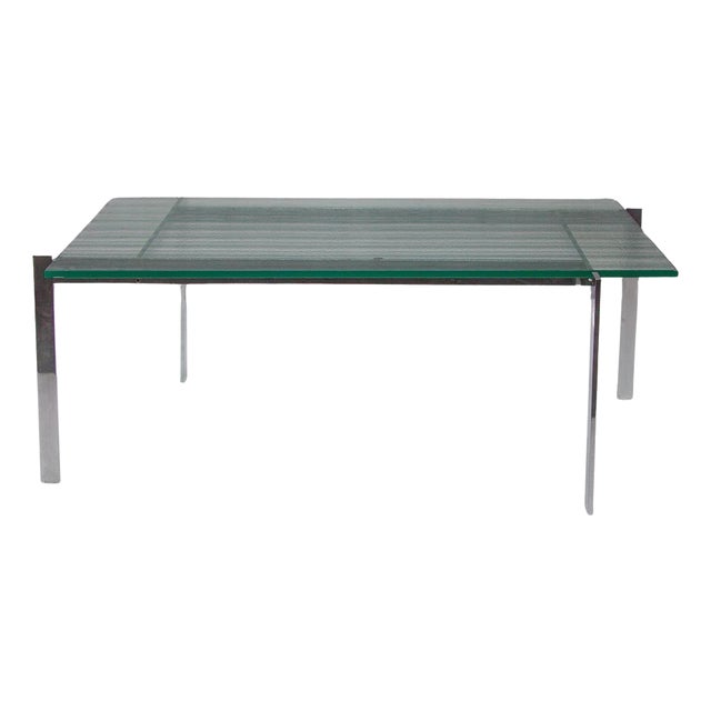 Rectangular Coffee Table in Stainless Steel with Graphic Design from Fritz Hansen, 1965 For Sale