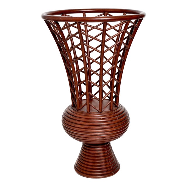 Decorative Rattan Vase, 1970s For Sale
