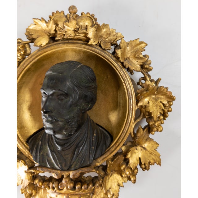 Wood 19th Century English Portrait Bronze Bust of Albert Prince Consort in Giltwood Frame For Sale - Image 7 of 18