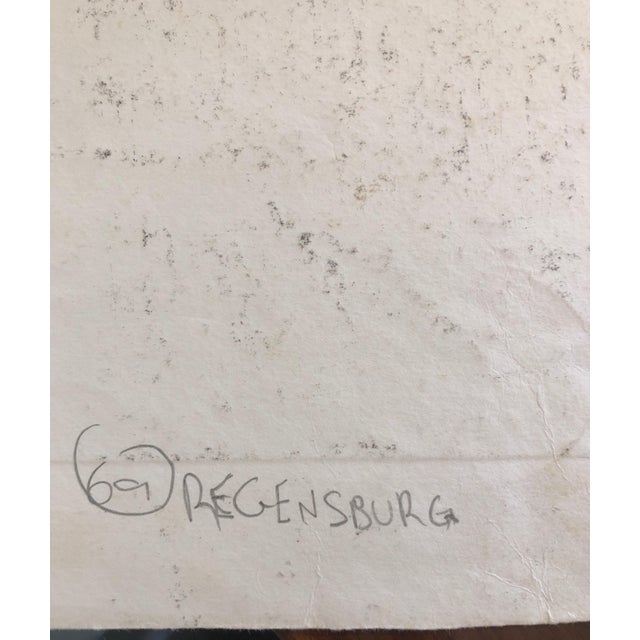 Printmaking Materials Dora Szampanier, Regensburg Germany Jewish Memorial Etching Destroyed Synagogue Folk Art Judaica For Sale - Image 7 of 9