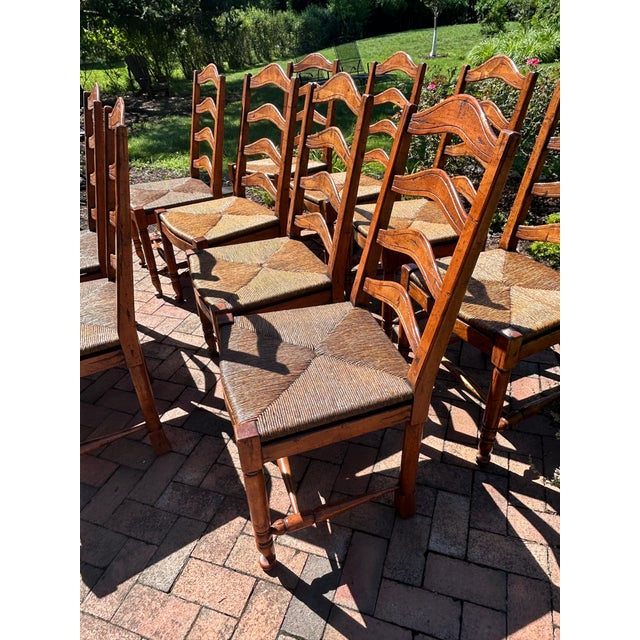 Ladderback Rush Seat Dining Chairs -Set of 10 For Sale - Image 17 of 17