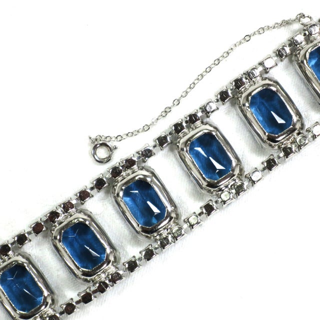 1960s Vintage Sapphire Crystal Bracelet 1960s For Sale - Image 5 of 9