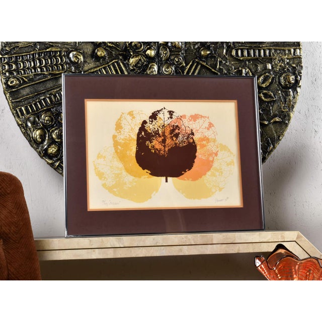 Brown Pair 1970s Earth Tone Signed Limited Edition Prints With Trees and Leaves For Sale - Image 8 of 13