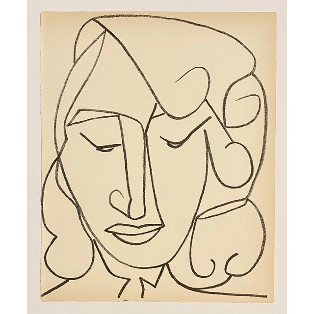 Modern Françoise Gilot, Portrait head of a woman, Original French Mourlot Modernist Lithograph 1950s For Sale - Image 3 of 4