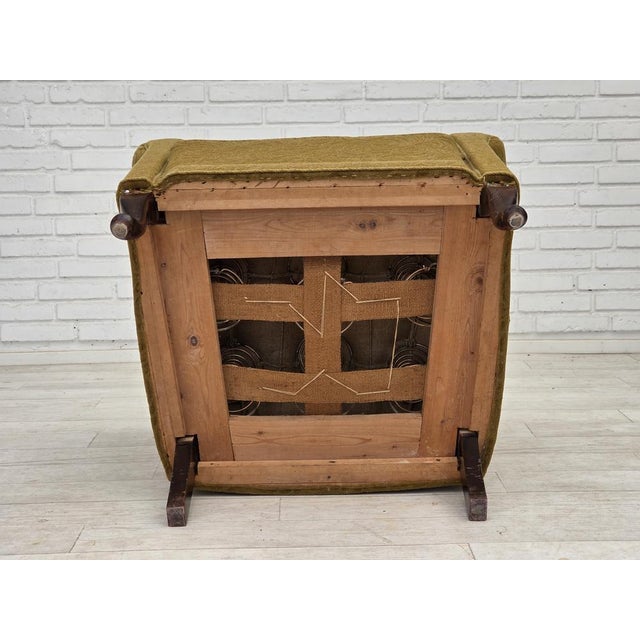 Vintage Danish Relax Chair in Light Green Furniture Wool, 1950s For Sale - Image 15 of 18