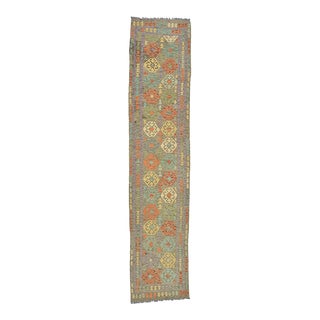 Tribal Kilim Runner 2’10” X 13’1” Brown Wool Handwoven Oriental Rug For Sale