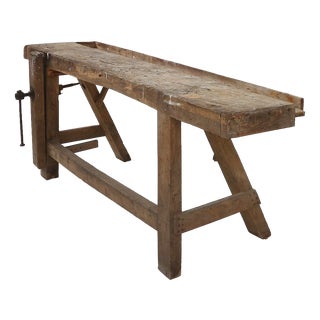 Industrial Oak Workbench, Belgium, 1900s For Sale