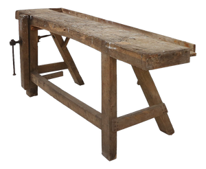Industrial Oak Workbench, Belgium, 1900s