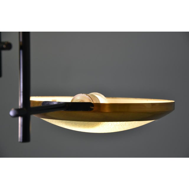White Six Disc Brass and Glass Ceiling Lamp from Stilnovo, Italy, 1950 For Sale - Image 8 of 14